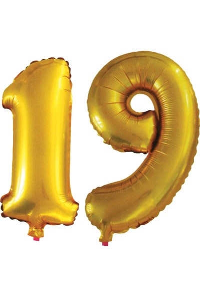 Pembecin 19 Yaş Sayı Folyo Balon Altın 90 cm