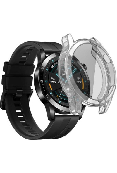 Nezih Case Kasa ve Ekran Koruyucu Huawei Watch Gt2 46MM Uyumlu (Hafif Kompakt Tasarım) Şeffaf