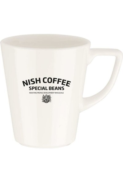 Nish Kahve Porselen Beyaz Kupa 300 cc