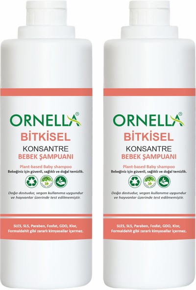 Ornella Bitkisel Bebek Şampuanı 750 ml (2'li Set)
