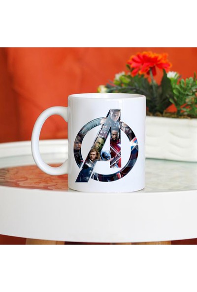 Hemdem Çift Taraflı Avengers Simge Baskılı Porselen Kupa Bardak