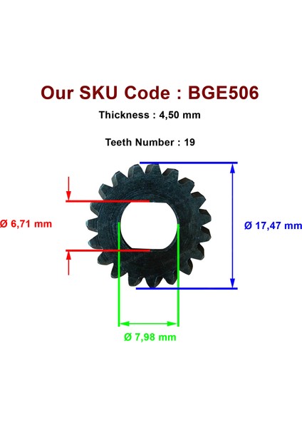 BGE506 Mercedes BMW VW İçin Sunroof Dişlisi 19 Diş Çap 17.3 A2048201442