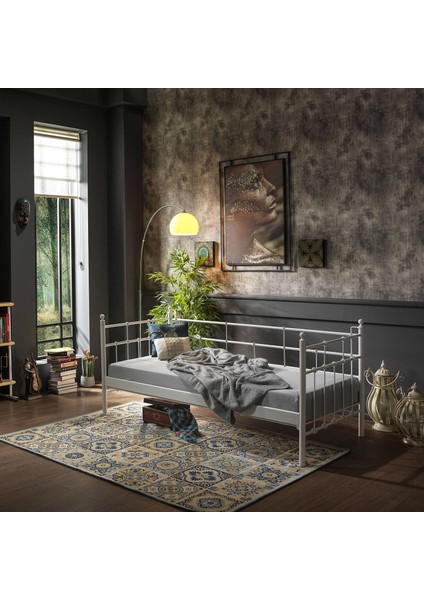 Lalas Daybed Tek Kişilik Sedir Divan Metal Karyola 90x200