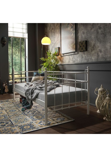 Lalas Daybed Tek Kişilik Sedir Divan Metal Karyola 90x200