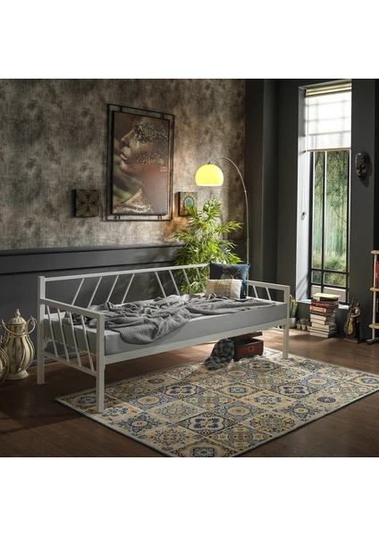 Glory Daybed Tek Kişilik Sedir Divan Metal Karyola 90 x 200 cm - Beyaz