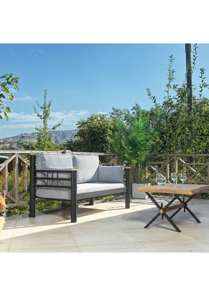 Kappis Dk Metal Sofa Sedir 70x140 İkili Koltuk Siyah