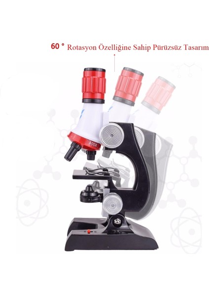 Çocuk Mikroskop Kiti Eğitici Biyolojik Zoom LED Işıklı 100X 400X 1200X ST1200X fiyatları