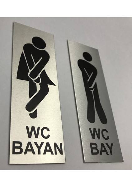 Wc Tuvalet Tabelası Bayan Bay 2 Adet Kapı Yönlendirme Levhası 5 cm x 15 cm