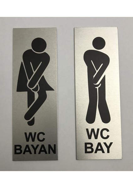 Wc Tuvalet Tabelası Bayan Bay 2 Adet Kapı Yönlendirme Levhası 5 cm x 15 cm