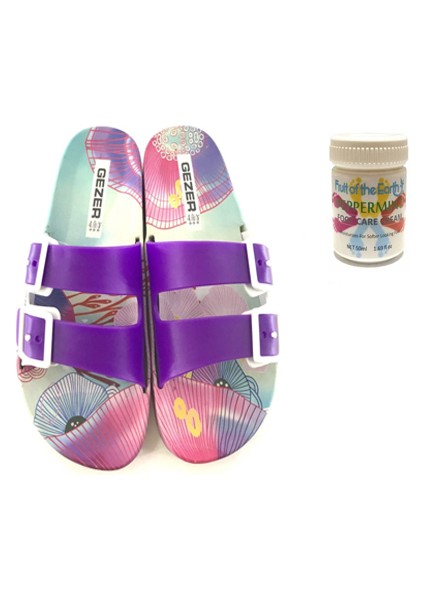 Gzr Kız Çocuk Plaj Ev Banyo Deniz Havuz Günlük Terlik 50ML Nane Ferahlığı Topuk Çatlağı ve Nasır Giderici Krem