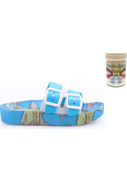 Gzr Erkek Çocuk Plaj Ev Banyo Deniz Havuz Günlük Terlik 50ML Nane Ferahlığı Topuk Çatlağı ve Nasır Giderici Krem