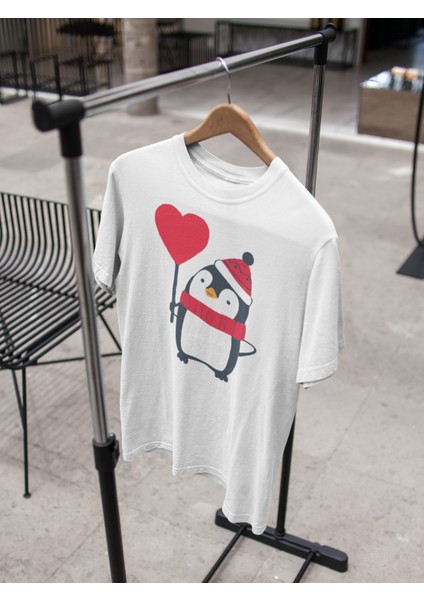 Penguen Baskılı Oversize  Erkek T-Shirt