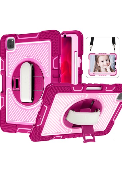 iPad Air 2020 10.9 / Pro 11 2020 / 2021 / 2018 Kılıf(Gül Kırmızı+Pembe) Sunsky iPad Air 2020 10.9 / Pro 11 2020 / 2021 / 2018 Kılıf (Mor + Nane Yeşili) (Yurt Dışından)