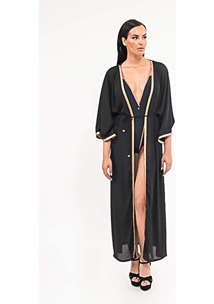 Kadın Judy Maxi Kimono Pareo Siyah