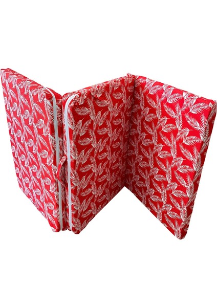 Katlanır Yatak Yer Yatağı Sünger Yatak Taşınabilen Tek Kişilik 80X180 Kırmızı Tüylü 7 cm