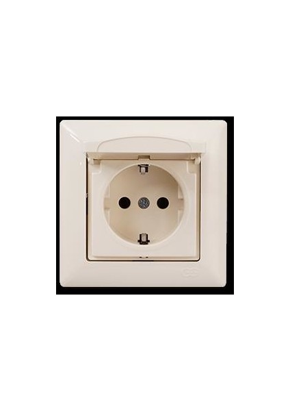 Günsan Visage Kapaklı Topraklı Priz, Krem