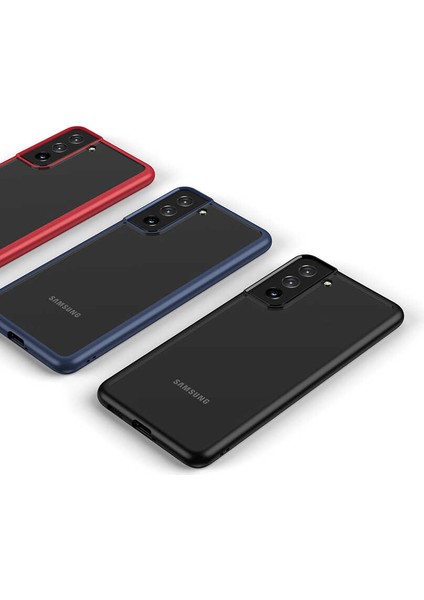 Samsung Galaxy S21 Plus ile Uyumlu Kapak Arkası Şeffaf Kenarları Renkli Exclusive ile Uyumlu Kılıf - Lacivert indirimleri