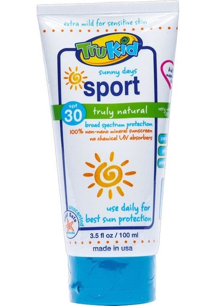 Sport Spf 30 Çocuklar Için Tamamen Doğal Organik Vegan Water Resistant Güneş Kremi 100 ml