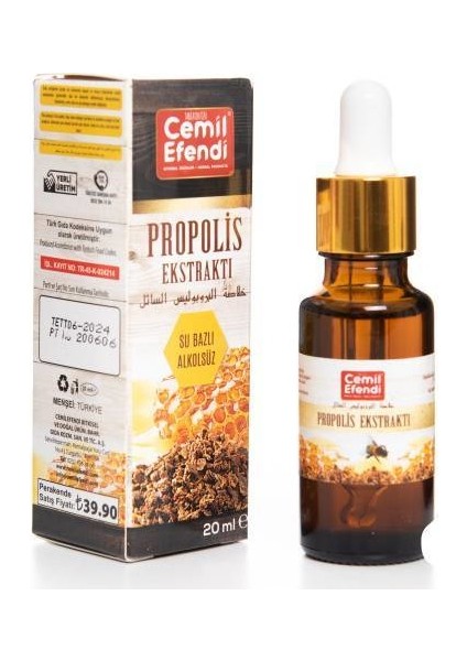 Cemil Efendi Sıvı Propolis Ekstratı Su Bazlı Alkolsüz 20 ml