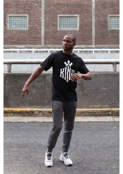 King Baskılı Oversize Erkek T-Shirt