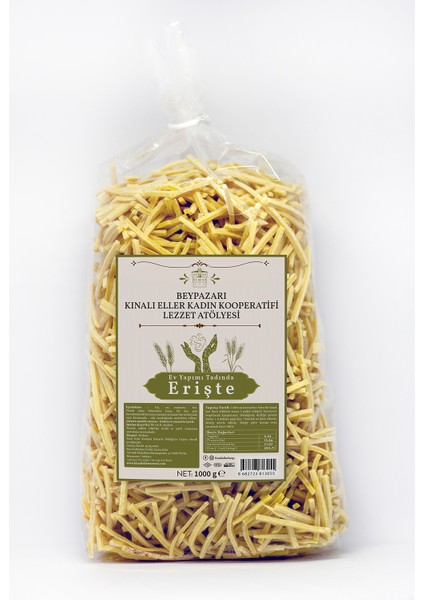 Beypazarı Ev Usulü Sade Erişte Makarnası 1 kg