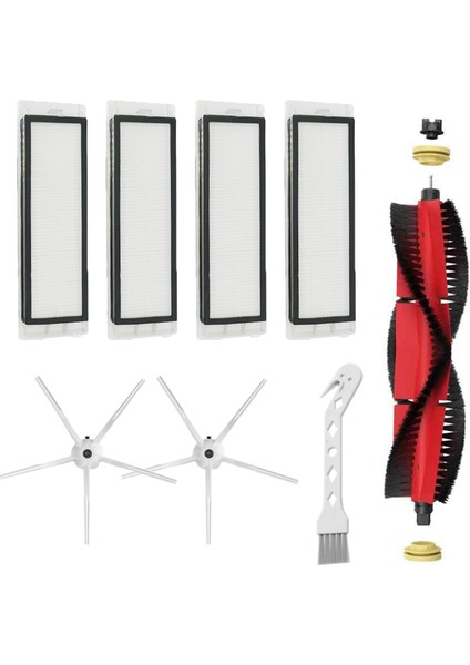 Roborock S5 Max Uyumlu 8 Parça Yedek Filtre Fırça Seti Beyaz