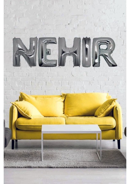 Doğum Günü Nehir Gümüş Harf Folyo Balon Set 40CM Isim Balon