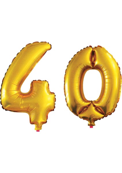 40 Yaş Sayı Folyo Balon Altın 90 cm