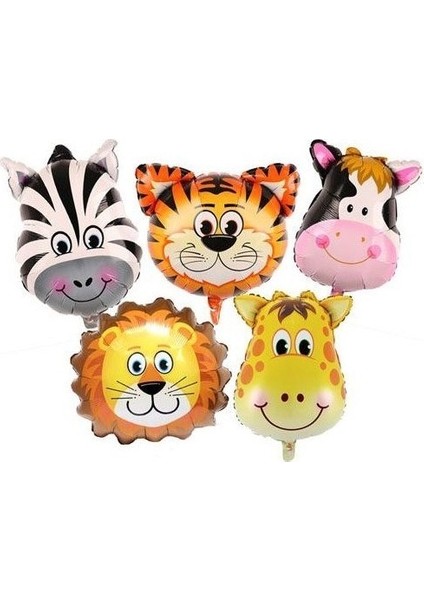 Balon Safari Serisi Hayvanlar Tlı Folyo Balon 5 Li Set