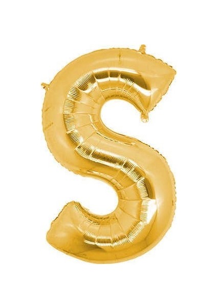 Gold Renk Folyo Balon S Harfli Helyum Balon 100 cm Dev Boy
