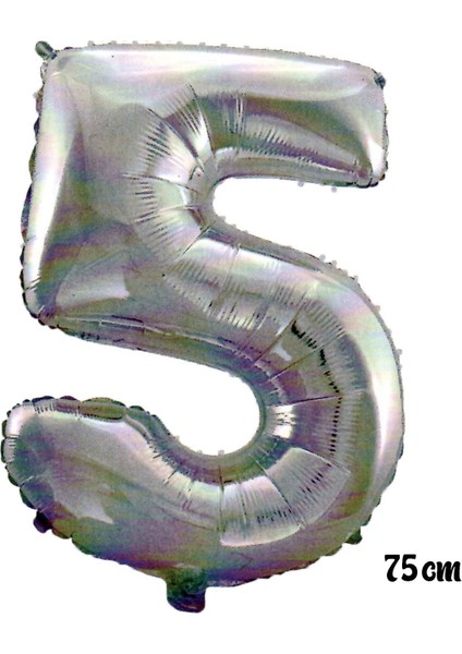 Ezjet 75 cm 5 Rakam Folyo Balon Gümüş