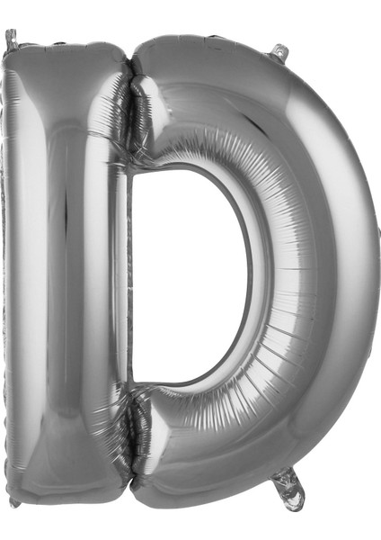 Ezjet Balon D Harf 76 cm Gümüş Folyo Balon 34 Inc