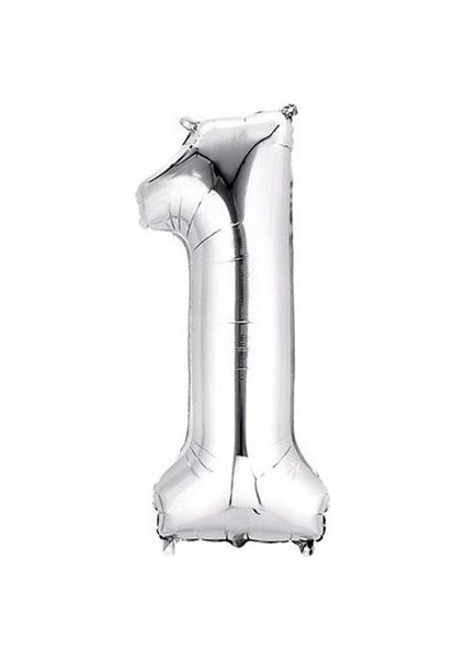 Ezjet Balon Parti 1 Rakamı Gümüş Folyo Balon 102 cm