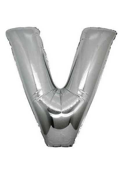 Ezjet V Folyo Balon Gümüş 100 cm Helyum Balon Uçan Balon