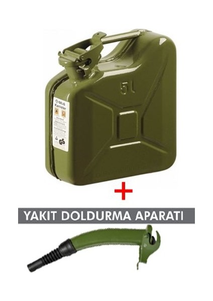 Metal Yakıt Bidonu 5 Lt ve Yakıt Doldurma Aparatı