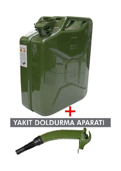 Metal Yakıt Bidonu 20 Lt  ve Yakıt Doldurma Aparatı Made In