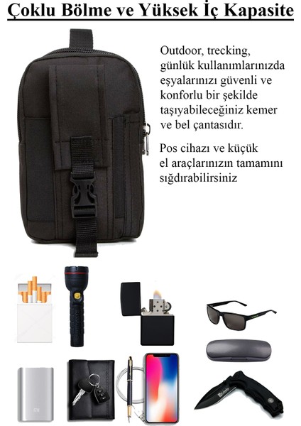 Siyah Erkek Telefon Bölmeli Taktik Bel Kemer Çanta fiyatları
