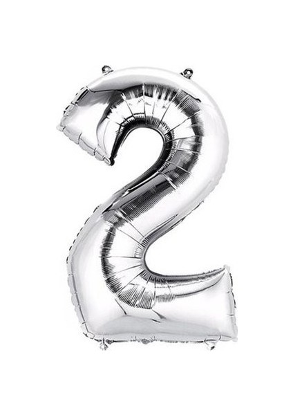 Fırsatayı Balon Parti 2 Rakamı Gümüş Folyo Balon 102 cm