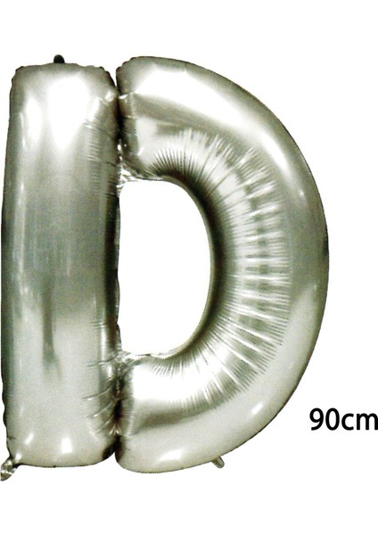 90 cm D Harfi Folyo Balon Gümüş