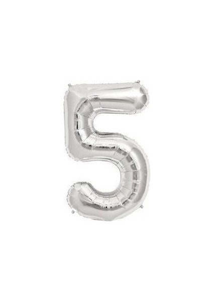 Fırsatayı Balon Parti 5 Rakamı Gümüş Folyo Balon 102 cm