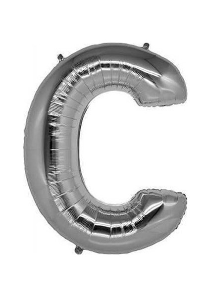 Fırsatayı Gümüş Renk Folyo Balon C Harfli Helyum Balon 100 cm Dev Boy