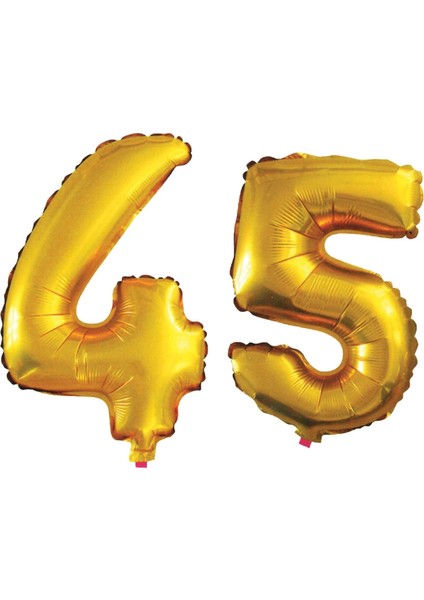 45 Yaş Sayı Folyo Balon Altın 90 cm