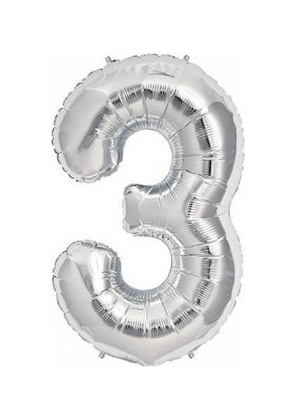 3 Folyo Balon Gümüş 100 cm Helyum Balon Uçan Balon