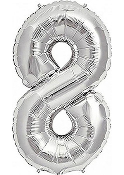 Balon 8 Rakam Folyo Balon Gümüş 40'inch