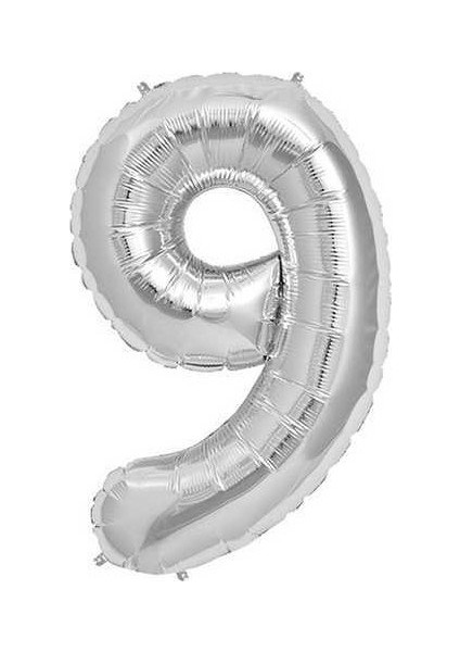 Gümüş Folyo Balon Sayılı Helyum Balon 100 cm Dev Boy 9