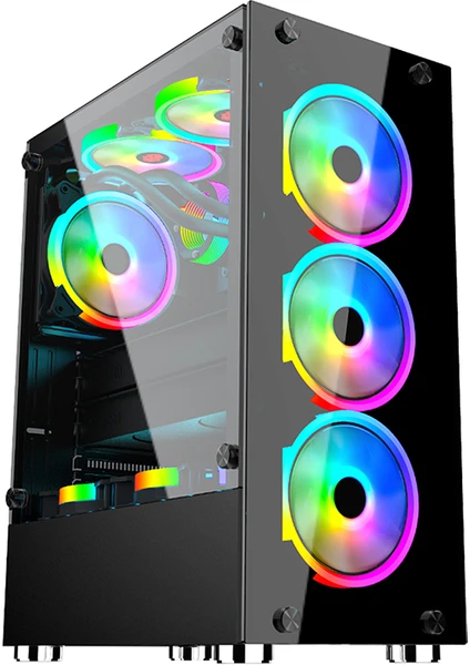 Gameforce GF-8307 Glass 4X120MM RGB Kontrolcü ve Kumandalı Fanlı Oyuncu Kasası