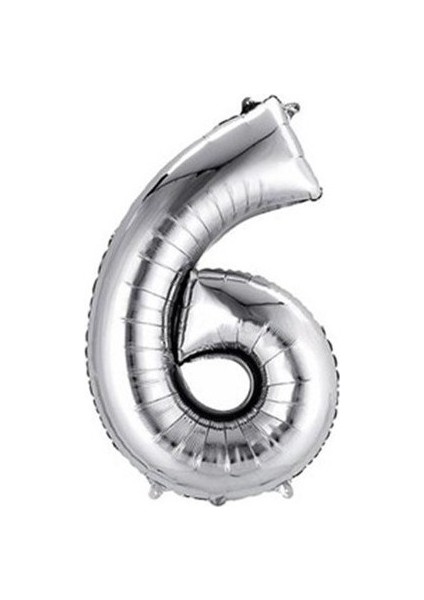 Balon Parti 6 Rakamı Gümüş Folyo Balon 102 cm