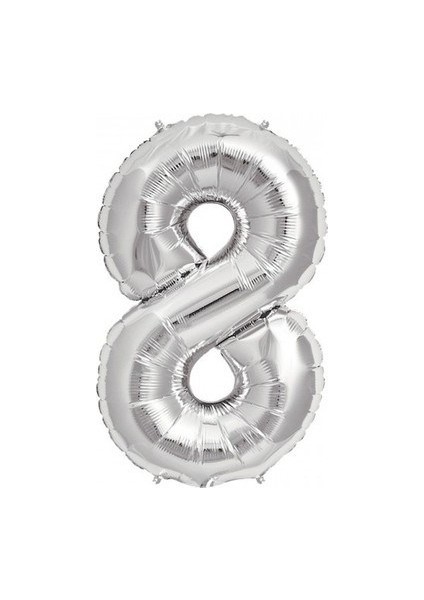 Rakam Folyo Balon 8 Rakamı Büyük Boy Balon Gümüş/gri 100CM