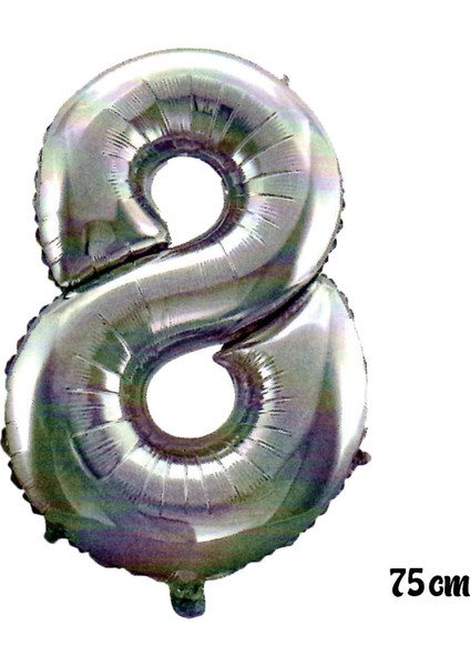 75 cm 8 Rakam Folyo Balon Gümüş