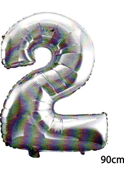 90 cm 2 Rakamı Folyo Balon Gümüş
